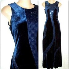 Vintage Betsy and Adam Glimmering Navy Velour Gown Size 7/8