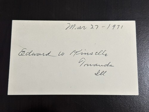 Edward Ed Kinsella Signed Index Card 3x5 Pittsburgh Pirates St Louis Browns 1905