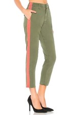 Mother Jeans Women 25 The Shaker Prep Ankle Fray in Fatigue & Red Crop USA Made