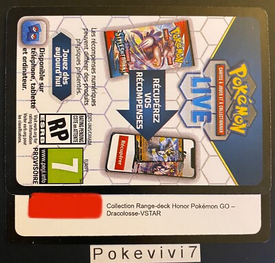 x1 Code Online TCG Pokemon GO - Sammlung Range Deck Honor GO Dracolosse VStar