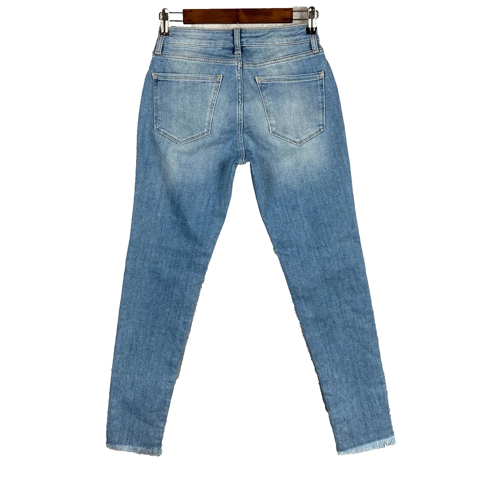 a.n.a. womens skinny mid rise raw hem slimming jeans size 2 stretch light wash - Image 3 of 4