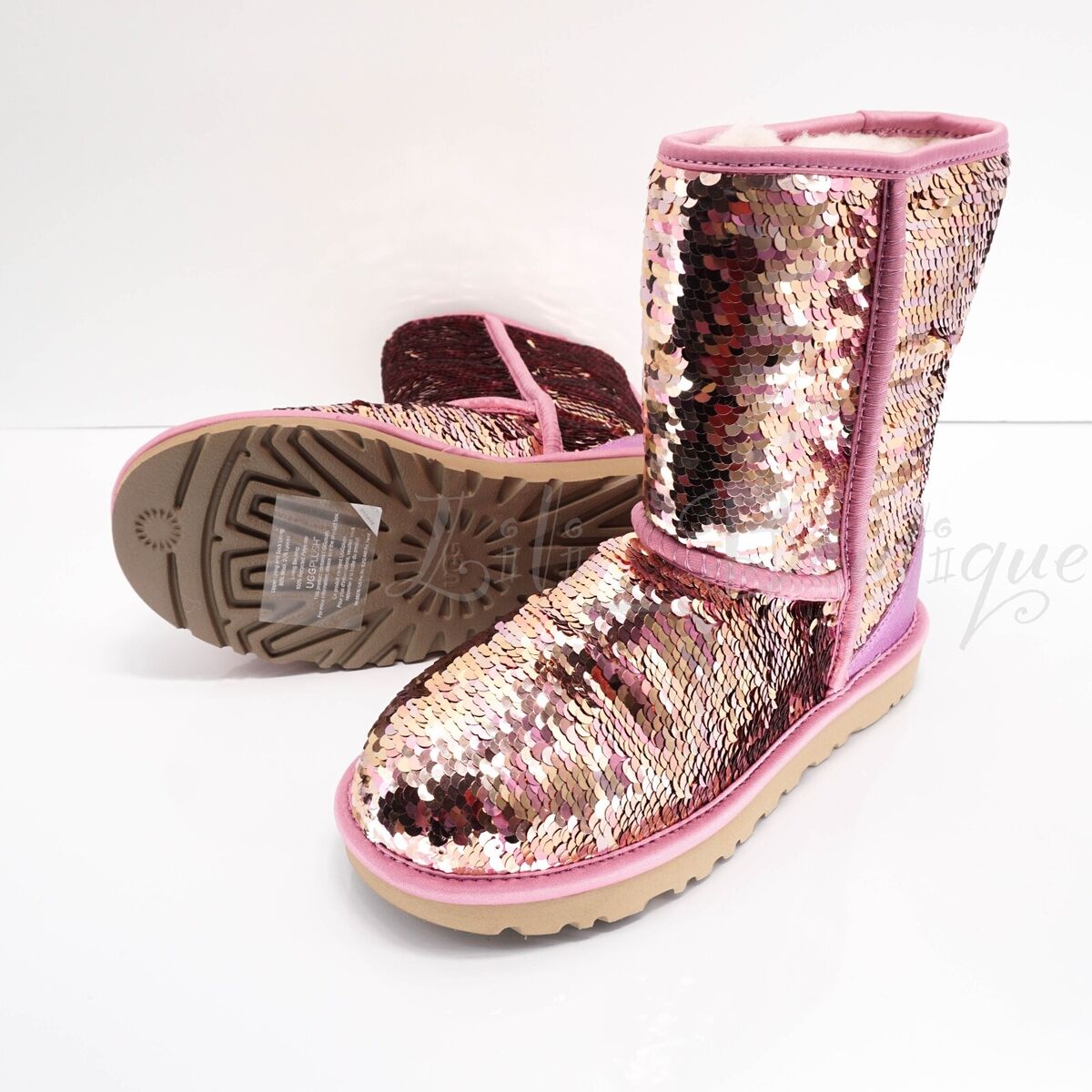 NIB UGG 1094982 Women's Classic Short Sequins Sparkle Pink NIB UGG 1094982 Women's Classic Short Sequins Sparkle Pink
