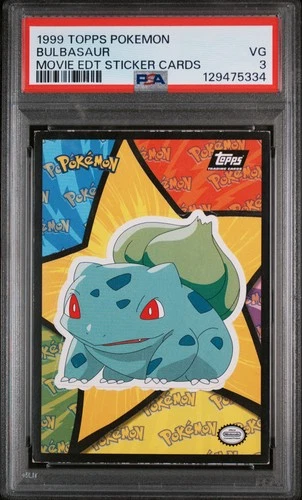 1999 TOPPS POKEMON THE MOVIE EDITION STICKER CARDS BULBASAUR PSA 3