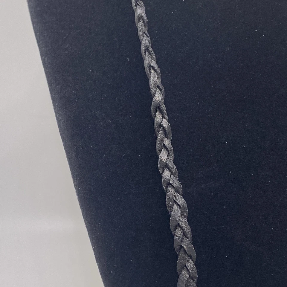 Boho Style Green Enamel Rhinestone Tree Of Life Pendant Black Cord Necklace - Image 3 of 4