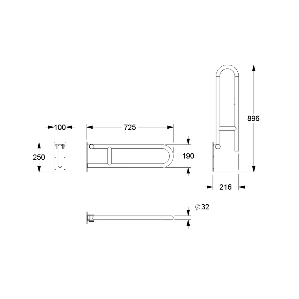 Stützklappgriff Klappgriff Aufstehhilfe Haltegriff WC NORMBAU Edelstahl Weiß - Bild 2 von 2
