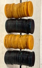Set 96 Antique Vintage Marbled Butterscotch  Green Bakelite Poker Chips 399g