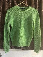 Ralph Lauren Women's Cable Knit Sweater Pullover Medium Green
