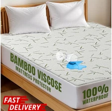 Waterproof Mattress Protector Bamboo Cooling Soft Fitted Bed Cover