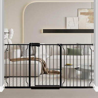 #ad Extra Wide Baby Gate Black 62 67 Inch Wide Walk Through Pressure Mounted No ... $186.20