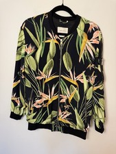 Zara Floral Tropical Print Bomber Jacket Women's XS