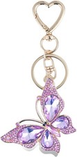 Weixiltc Charm Keychain for Women, Cute Heart Key Chain with Diamond Butterfly P
