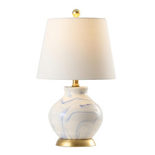 Jonathan Y 20.5 Blue/White Marbleized Ceramic Table Lamp Contemporary