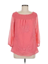 AB Studio Women Pink 3/4 Sleeve Blouse M