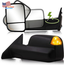 Towing Mirrors Power Folding w/Heated Turn Signal Light Pair Set for Dodge Ram