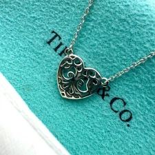 Tiffany & Co. Ribbon Necklace Pendant Silver Used Authentic R11178