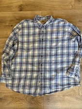 The Foundry Supply Co Shirt Mens 4XL Big & TallBlue Plaid Flannel Long Sleeve