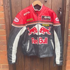 Vintage Red Bull Leather Red Black F1 Racing Motorcycle Jacket Size XL