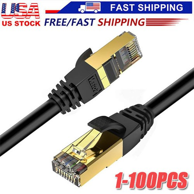 #ad Cat 8 Ethernet RJ45 Cable Super Speed 40Gbps Patch LAN Network Gold Plated Lot $50.75
