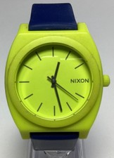 Nixon Time Teller Polycarbonate Watch Navy Chartreuse 40mm Case New Battery