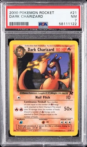 2000 POKEMON ROCKET #21 DARK CHARIZARD PSA 7
