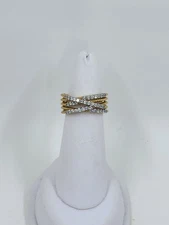 Diamonique Twisted Rope Crossover Cubic Zirconia Band Ring, 14K Gold Plated