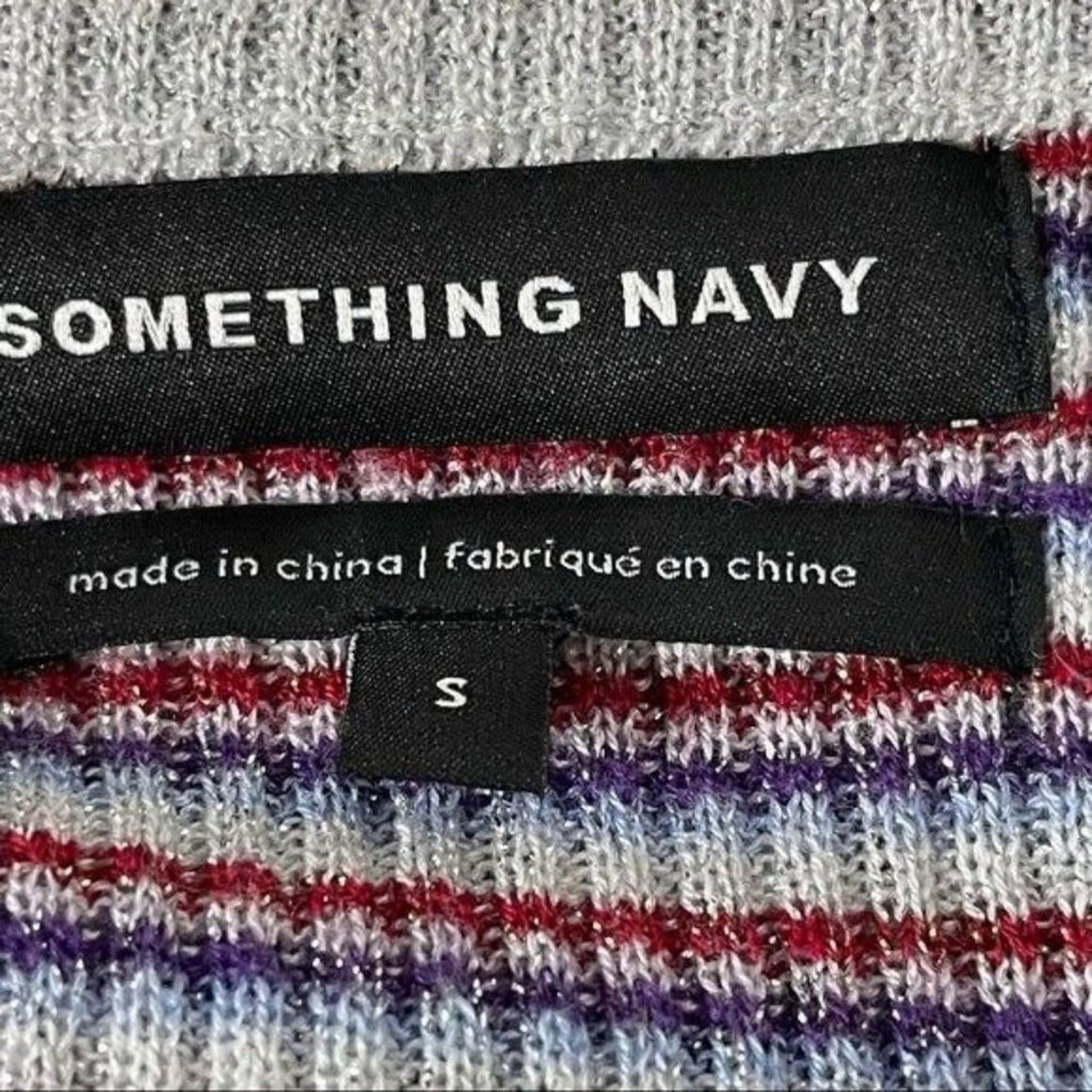 Something Navy Sparkle Ribbed Pullover Short Slee… - image 3