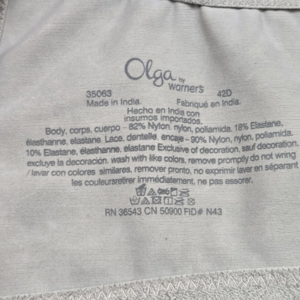 Sutiã feminino Olga By Warners 42D cinza minimizador alça de renda com fio - Imagem 4 de 4