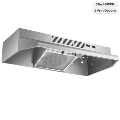Tieasy 30in Under Cabinet Vent Hood 400CFM Stainless Steel Kitchen Exhaust
