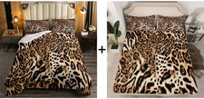 Leopard Print Comforter Set - 4 Pcs with Fitted Sheet  Pillow Cases