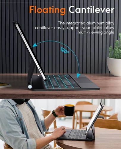 CHESONA Keyboard Case for Samsung Galaxy Tab S10+ Plus/S9+ Plus/S9 FE+ Plus/S8+ - Photo 4 sur 7