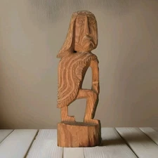 Unique Pre Colombian  17.5"H Temple Wood Indigenous/Mexican sculpture Folk Art