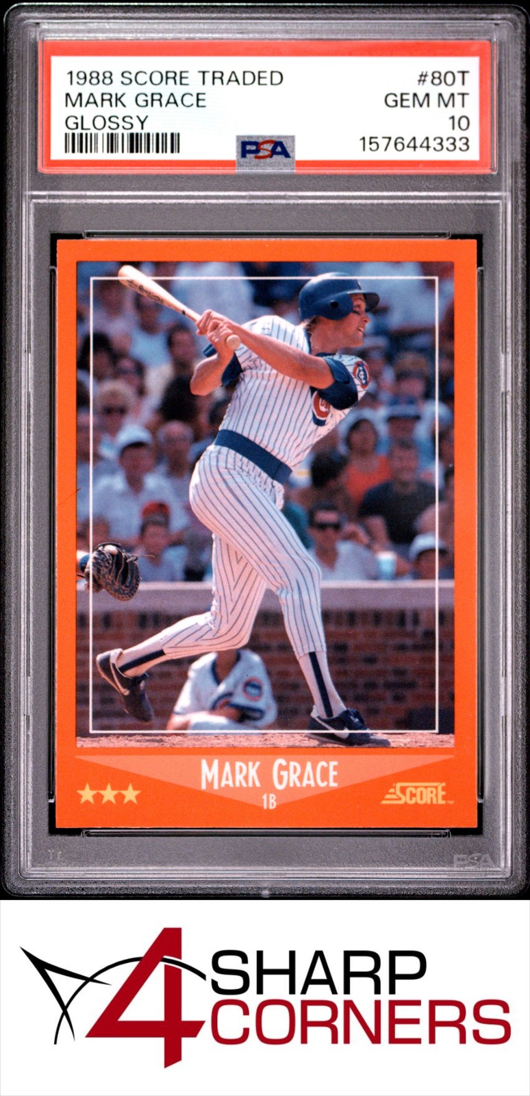 1988 SCORE TRADED GLOSSY #80T MARK GRACE RC PSA 10