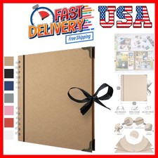 Scrapbook Album 60 Pages 8 x 8 Inch Brown Thick 200gsm Kraft Paper, Photo Alb...
