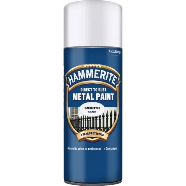 Hammerite SILVER 400ml Direct To Rust Smooth Quick Drying Spray Paint