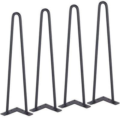 19'' 500lb Heavy Duty Metal Table Legs 4PCS with Rubber Protectors Black