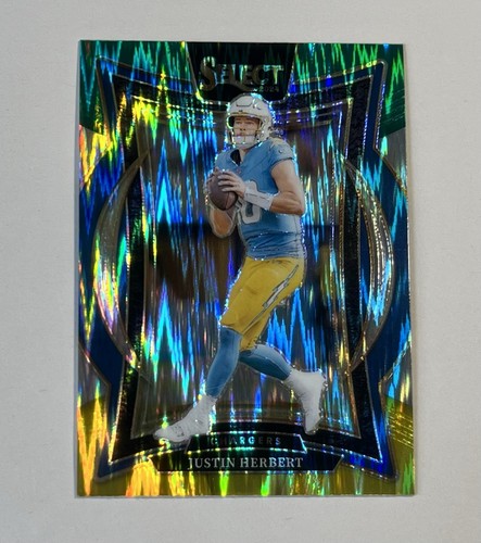 2024 Panini Select Justin Herbert #41 Green & Yellow Shock Prizm