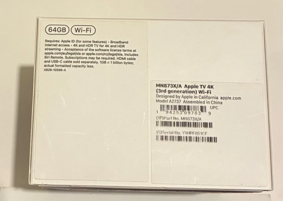 Apple tv 4k 3rd Gen. 64GB Media WiFi Streamer. Black. In original packaging. - image 2 of 4