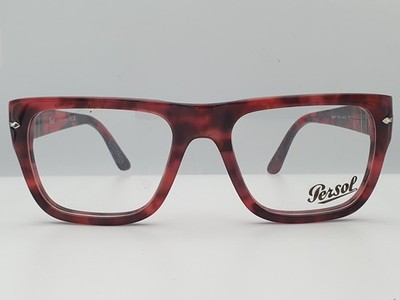 Persol 3348 V Brille Brillengestell Acetat Rot Burgund Groß Eckig