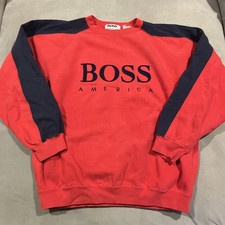 Rare Vintage Hugo Boss America Embroidered Color Block Crewneck Sweatshirt Large