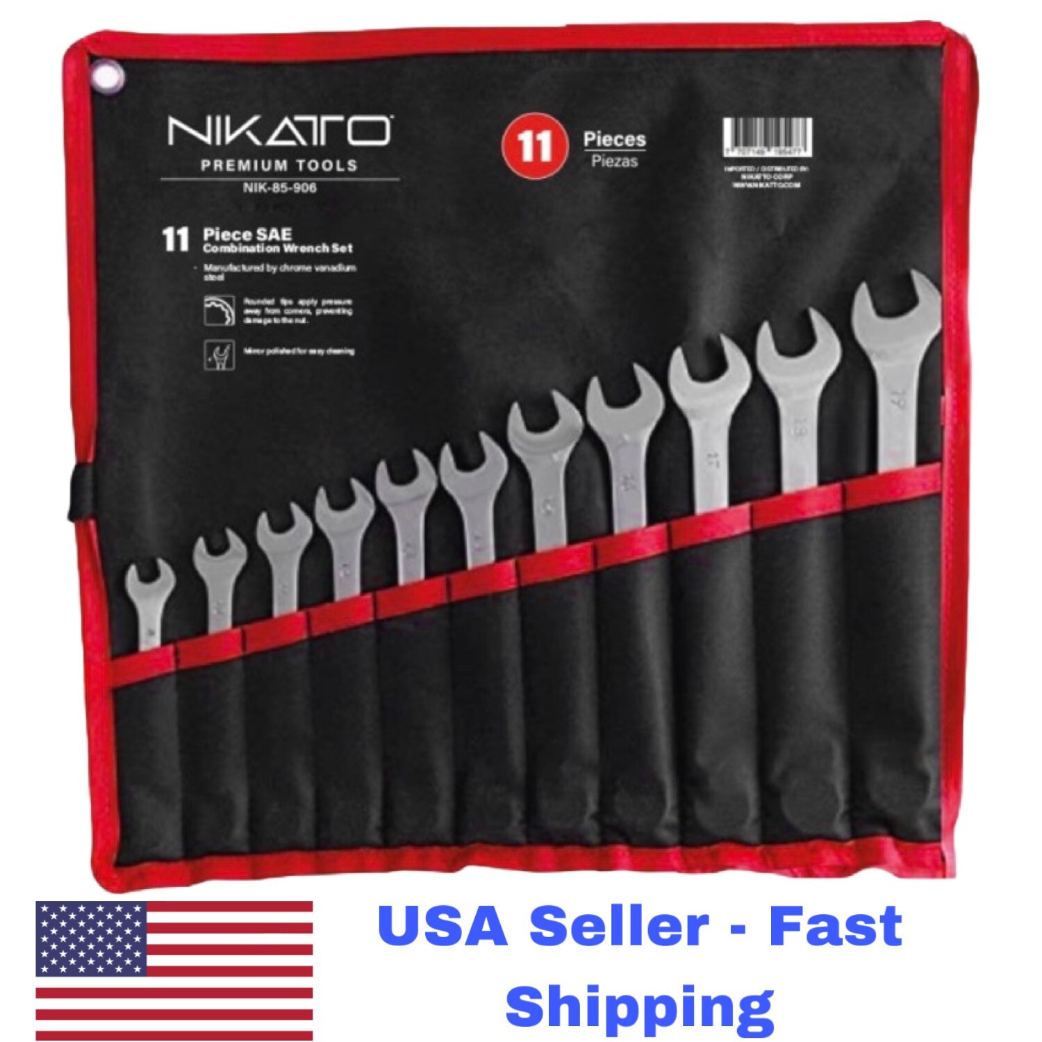 SAE Combination Wrench SET - 11 PCS 3/8" - 1", Chrome Vanadium Steel. USA STOCK