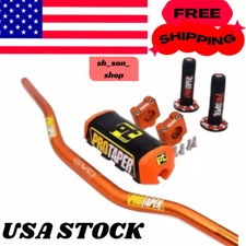 Original "Evo" PRO TAPER Handlebar Fat Bar MOUNT Clamps DIRT BIKE 1 1/8''GRIPS