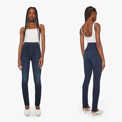 Mother Cotton Blend High Waisted Dark Blue Pixie Rail Skimp Karaoke In Kyoto 25