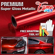 ESSMO PET Super Gloss Metallic Gem Red Car Vehicle Vinyl Wrap Decal Like Paint