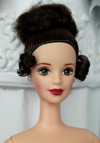 Nude Brunette Mackie Barbie Claire updo hair side ringlets brown eyes DBox4 OOAK