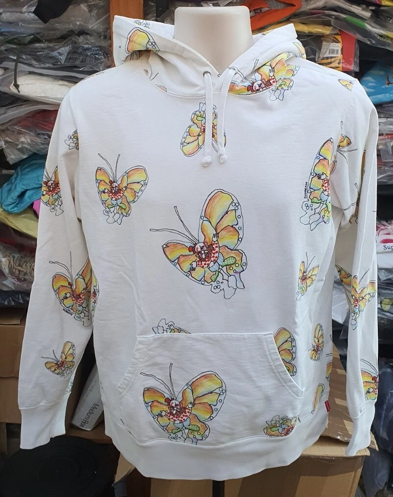 SS16 Supreme Gonz Schmetterling Über Weiß Kapuzenpulli KLEINE GRÖSSE S Kapuze