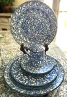 Stangl Pottery TOWN & COUNTRY Blue Sponge 7 Piece Service for 2 Dinnerware