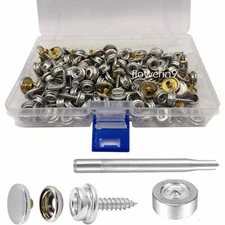 50X Snap Fastener Boat Canvas Marine Screw Press Stud Buttons Tool Kit With Box
