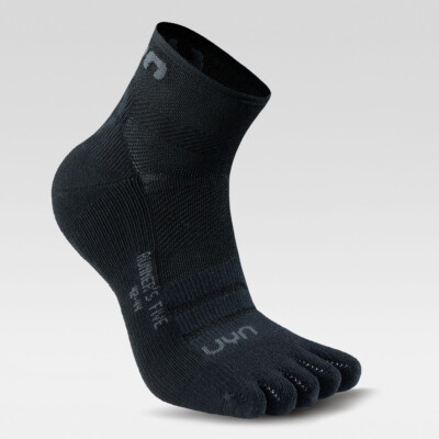 UYN Herren - Runner's Five Quarter - 5 Zehen Laufsocken Kurzsocke - Schwarz