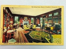 Living Room Home Franklin D. Roosevelt Hyde Park New York Vintage Postcard