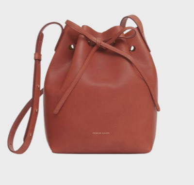 Mansur Gavriel Brandy/ Brick Brown Mini Leather Bucket Bag MSRP $595